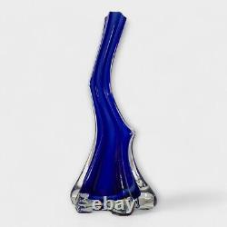 RARE Cobalt Blue Murano Glass Soliflore Vase Italian Vintage Branch Bud Cased