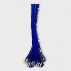 RARE Cobalt Blue Murano Glass Soliflore Vase Italian Vintage Branch Bud Cased