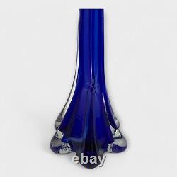 RARE Cobalt Blue Murano Glass Soliflore Vase Italian Vintage Branch Bud Cased