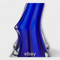 RARE Cobalt Blue Murano Glass Soliflore Vase Italian Vintage Branch Bud Cased