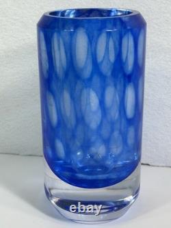 RARE Colora Handformed Vase by Vicke Lindstrand for Kosta Blue Glass HEAVY O1