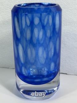RARE Colora Handformed Vase by Vicke Lindstrand for Kosta Blue Glass HEAVY O1
