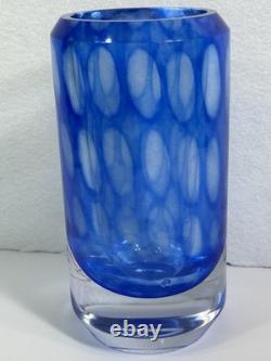 RARE Colora Handformed Vase by Vicke Lindstrand for Kosta Blue Glass HEAVY O1
