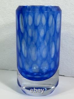 RARE Colora Handformed Vase by Vicke Lindstrand for Kosta Blue Glass HEAVY O1