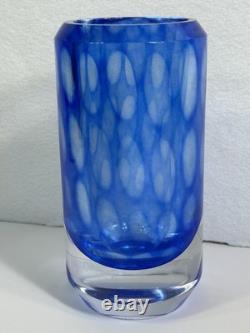 RARE Colora Handformed Vase by Vicke Lindstrand for Kosta Blue Glass HEAVY O1