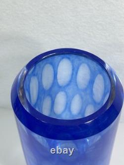 RARE Colora Handformed Vase by Vicke Lindstrand for Kosta Blue Glass HEAVY O1
