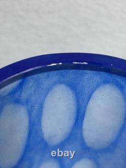 RARE Colora Handformed Vase by Vicke Lindstrand for Kosta Blue Glass HEAVY O1