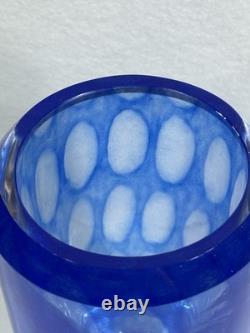 RARE Colora Handformed Vase by Vicke Lindstrand for Kosta Blue Glass HEAVY O1