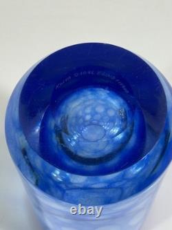 RARE Colora Handformed Vase by Vicke Lindstrand for Kosta Blue Glass HEAVY O1