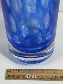 RARE Colora Handformed Vase by Vicke Lindstrand for Kosta Blue Glass HEAVY O1