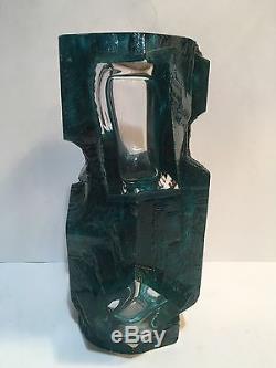 RARE Daum Crystal Large 10 Blue Argos Cubist Modernist Vase Cesar Baldaccini