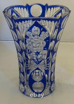 RARE Elegant Crystal Cobalt Hand Cut Glass Vase