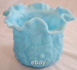 RARE Fenton 10 Piece Collection Melon Vase Beaded Ruffle + Many More Blue Satin