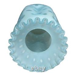 RARE Fenton Bubble Optic Honeycomb Pinch Vase Blue Satin Ruffled Crimped 7.75 H