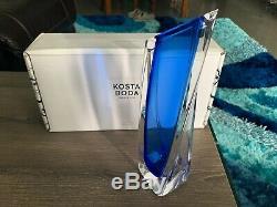 RARE Kosta Boda Signed Goran Warff SAILS 12 Vase Clear/Blue ARTIST'S CHOICE