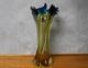 RARE MCM Murano Venetian Swung Art Glass Vase Amber Blue Twist J. I. Co vintage
