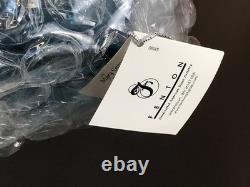 RARE! Nancy Fenton Blue FARM BOY Sitting on Fence Chicken 7 Glass VASE