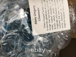 RARE! Nancy Fenton Blue FARM BOY Sitting on Fence Chicken 7 Glass VASE
