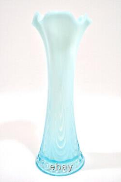 RARE Northwood Turquoise Opalescent Swung Glass Vase Jewels Drapery c. 1906