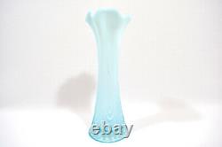 RARE Northwood Turquoise Opalescent Swung Glass Vase Jewels Drapery c. 1906