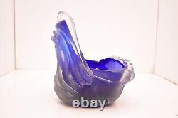 RARE Randy Strong Early Art Glass Sculpture Vase Blue ABSTRACT 9 Signed Frosted