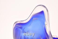 RARE Randy Strong Early Art Glass Sculpture Vase Blue ABSTRACT 9 Signed Frosted