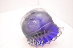 RARE Randy Strong Early Art Glass Sculpture Vase Blue ABSTRACT 9 Signed Frosted