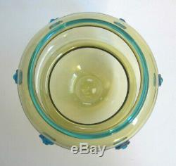 RARE Shape SIGNED STEUBEN Carder Art Glass Amber Celeste Blue PRUNTS 5.25 Vase