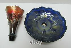 RARE Vintage Fenton Blue Carnival Art Glass Epergne Vase Scarce Shaped