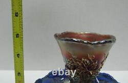 RARE Vintage Fenton Blue Carnival Art Glass Epergne Vase Scarce Shaped