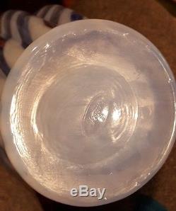 RARE Vintage Fenton Blue Opalescent Swirl Pinched Vase 11 inches! Large