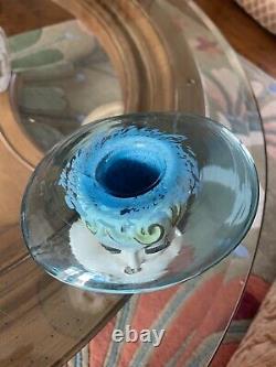 RARE Vintage Lady Head Vase BLUE GLASS HAT GAL Headvase