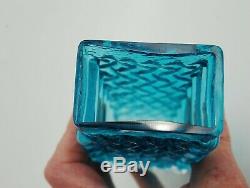 RARE Whitefriars KINGFISHER BLUE Textured Glass ZIG ZAG Vase by Geoffrey Baxter