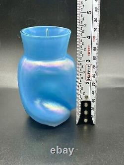 READ Antique Rare Kralik Free Form Pinched Twist Iridecent Art Glass Vase GLOWS