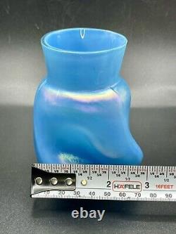 READ Antique Rare Kralik Free Form Pinched Twist Iridecent Art Glass Vase GLOWS