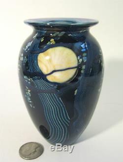 RICHARD SATAVA Signed WISTERIA MOON Hand Blown Studio Art Glass 5 Vase c. 1988