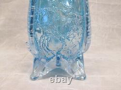 RON MYNATT AR Artist Light Blue Iridescent Handblown 18 Tall Glass Swung Vase