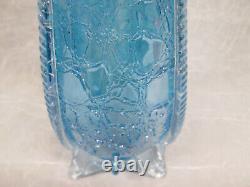 RON MYNATT AR Artist Light Blue Iridescent Handblown 18 Tall Glass Swung Vase