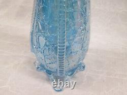 RON MYNATT AR Artist Light Blue Iridescent Handblown 18 Tall Glass Swung Vase