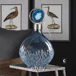 Rae 19 Modern Sugar Spun Glass Decorative Bottle Agate Stone Top Uttermost