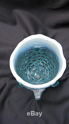 Rare 1905 Opalescent Glass Northwood Whimsey Grapevine Cluster Blue Novelty Vase