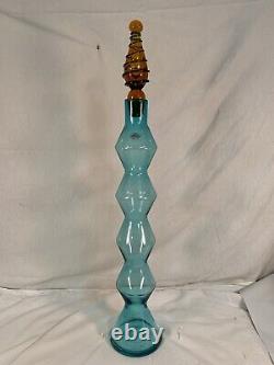 Rare 24 BLENKO 587 SPOOL Gurgle DECANTER w FLAME STOPPER BLUE Handmade In WV