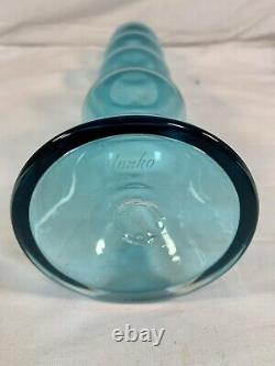 Rare 24 BLENKO 587 SPOOL Gurgle DECANTER w FLAME STOPPER BLUE Handmade In WV