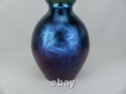 Rare Antique Loetz Rubin Matt Iris Floral 10 1/2 inch Vase Dek 1/116 ca 1898