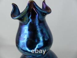 Rare Antique Loetz Rubin Matt Iris Floral 10 1/2 inch Vase Dek 1/116 ca 1898