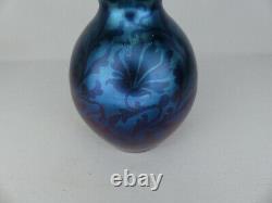 Rare Antique Loetz Rubin Matt Iris Floral 10 1/2 inch Vase Dek 1/116 ca 1898