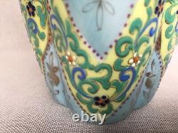 Rare Antique Thomas Webb Moroccan Enamel Art Opaline Glass Vase Bohemian