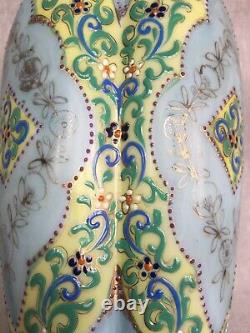 Rare Antique Thomas Webb Moroccan Enamel Art Opaline Glass Vase Bohemian