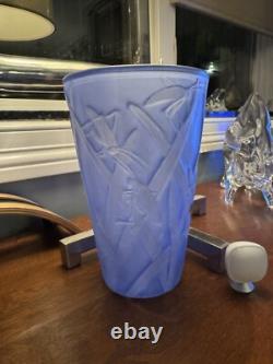 Rare Art Deco Blue Grasshopper 8.5 Vase by The Phoenix Glass Company