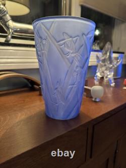 Rare Art Deco Blue Grasshopper 8.5 Vase by The Phoenix Glass Company